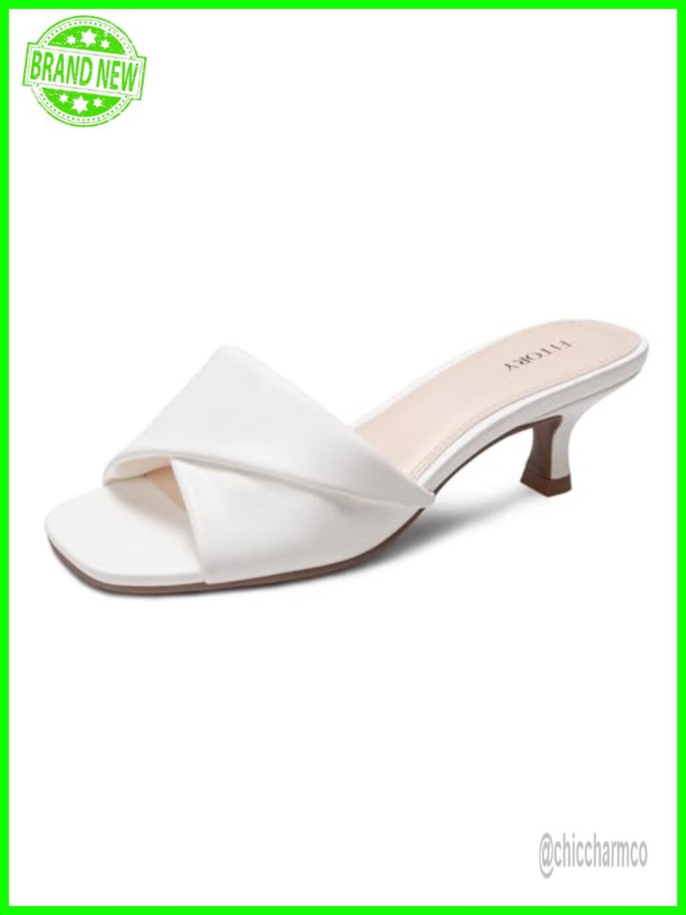 Kitten Heels Cross Band Sandals Open Toe Dressy Slip On 1.97in